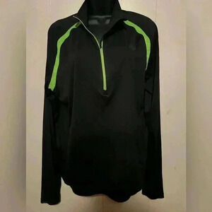 New Balance 1/4 Zip Black And Lime Green Running Pullover Unisex Sz M Track